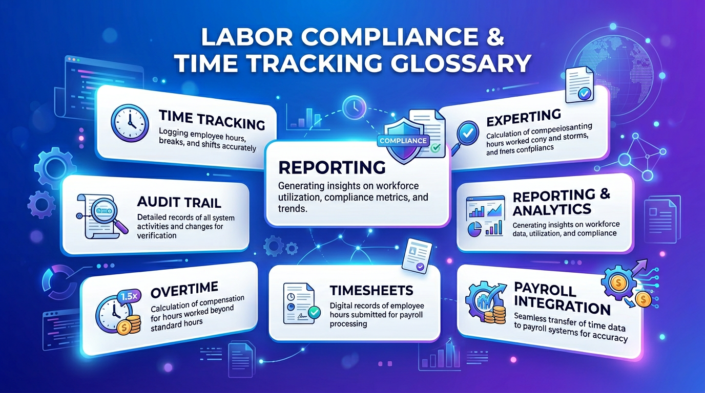 Visual del glosario de control horario y cumplimiento laboral