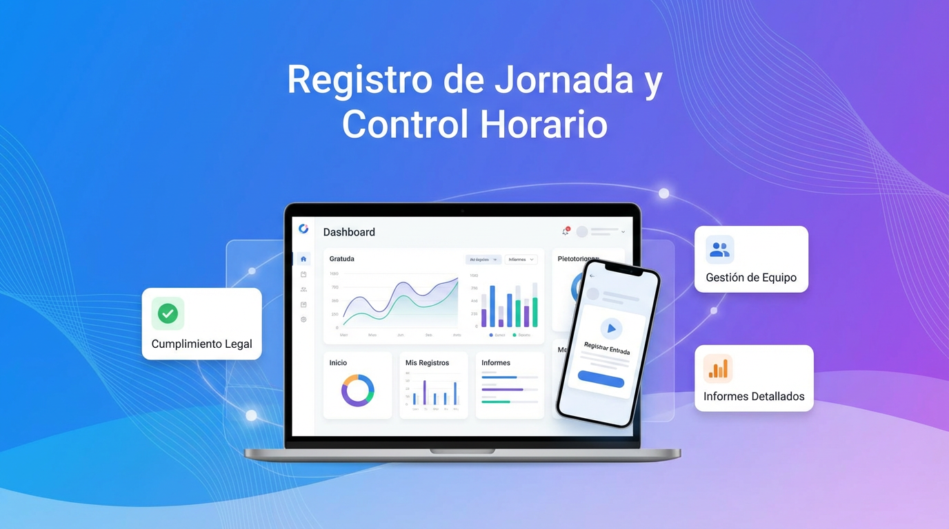 Vista del software de control horario y registro de jornada