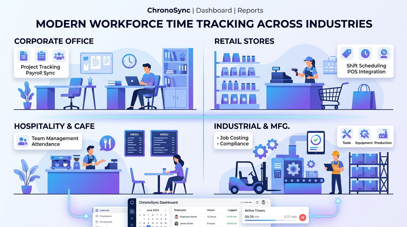 Visual por sectores del software de control horario